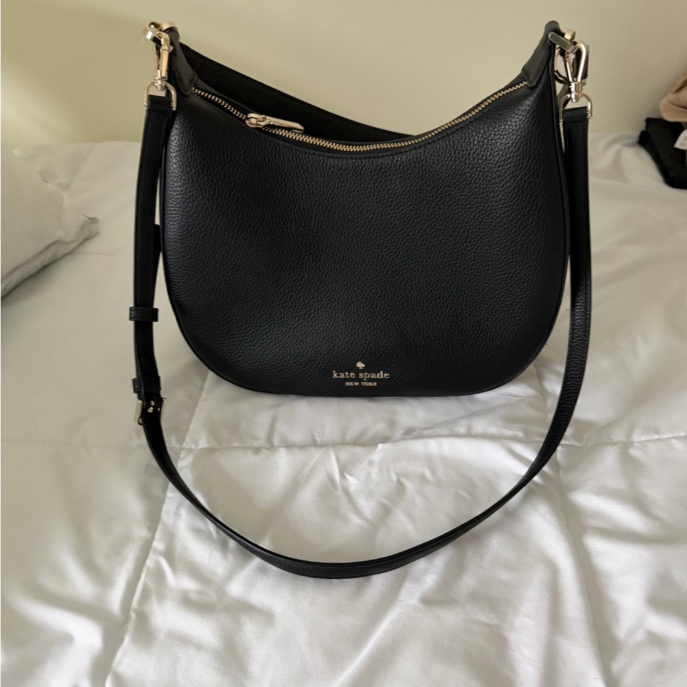 Kate Spade Black Hobo Bag with Gold Accents